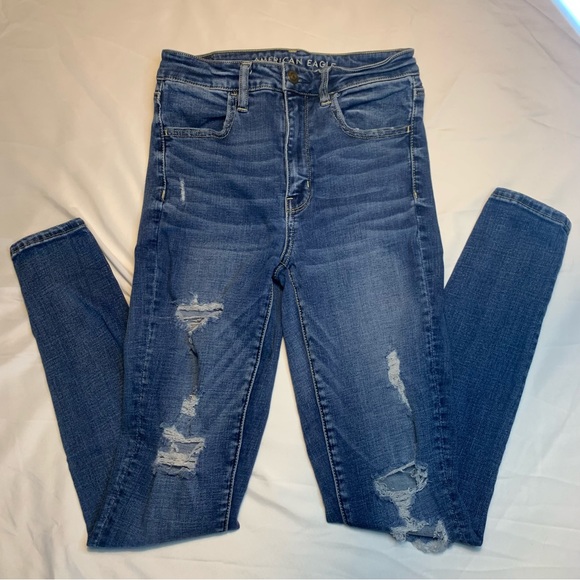 American Eagle Outfitters Denim - American Eagle Super High Rise Skinny Jegging Ripped Jeans